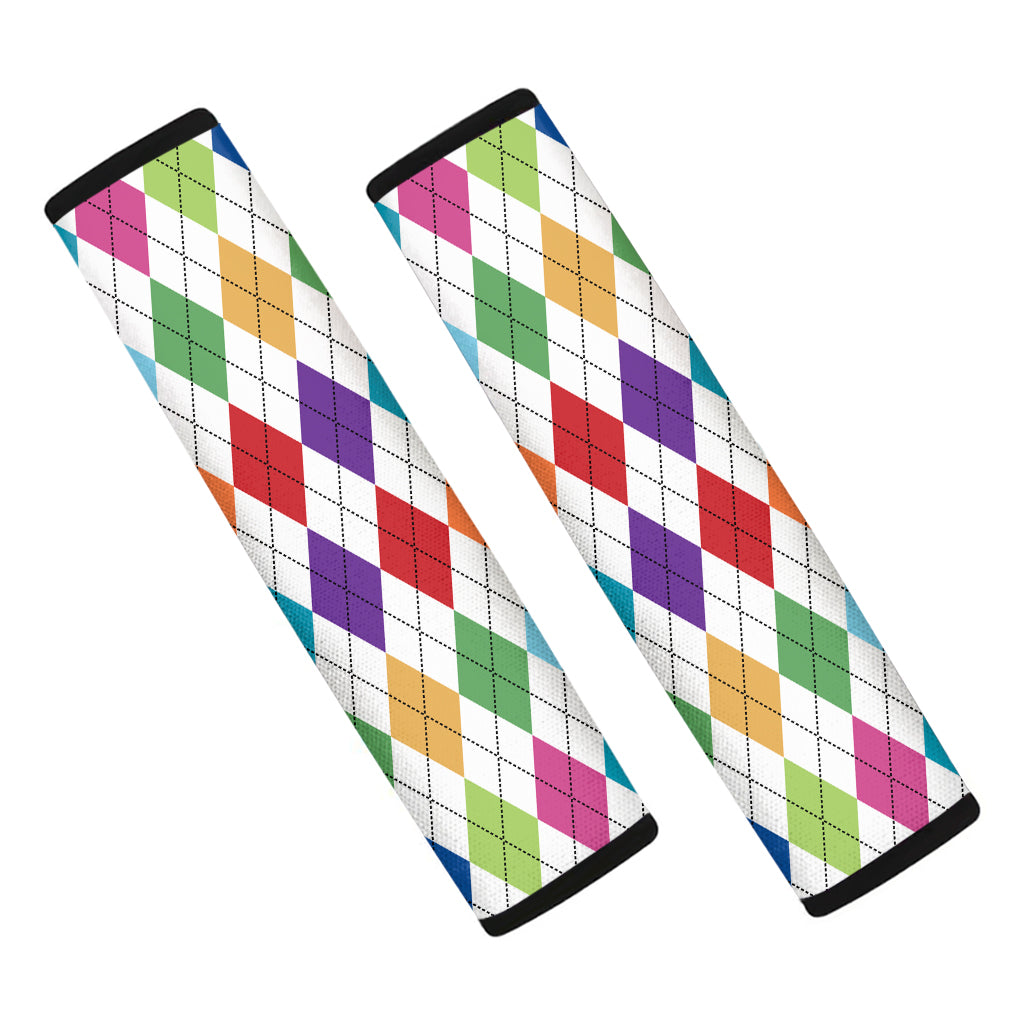 Colorful Argyle Pattern Print Car Seat Belt Covers