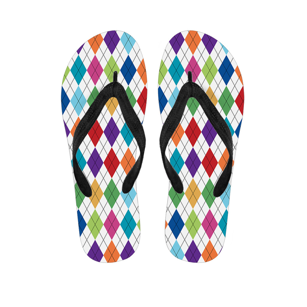 Colorful Argyle Pattern Print Flip Flops