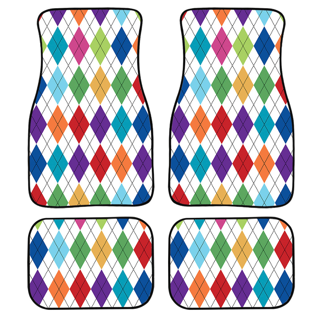 Colorful Argyle Pattern Print Front and Back Car Floor Mats