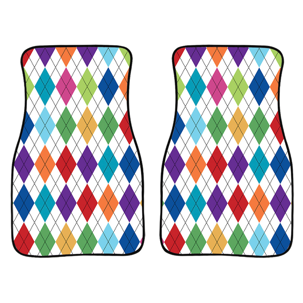 Colorful Argyle Pattern Print Front Car Floor Mats