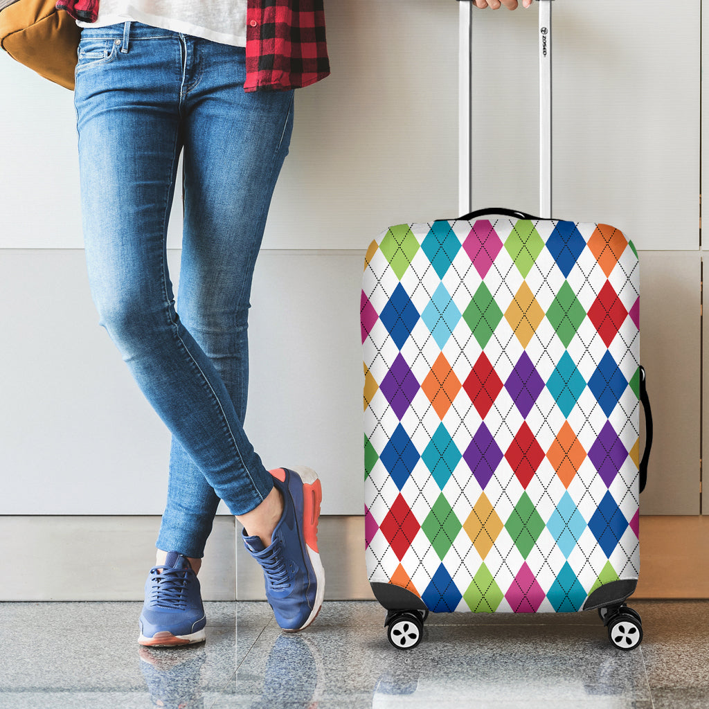 Colorful Argyle Pattern Print Luggage Cover