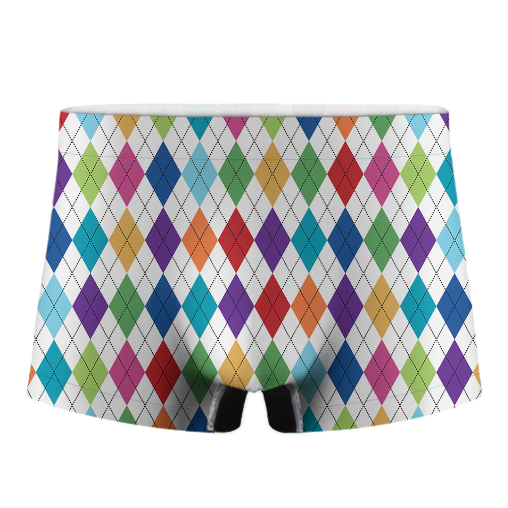 Colorful Argyle Pattern Print Men's Boxer Briefs