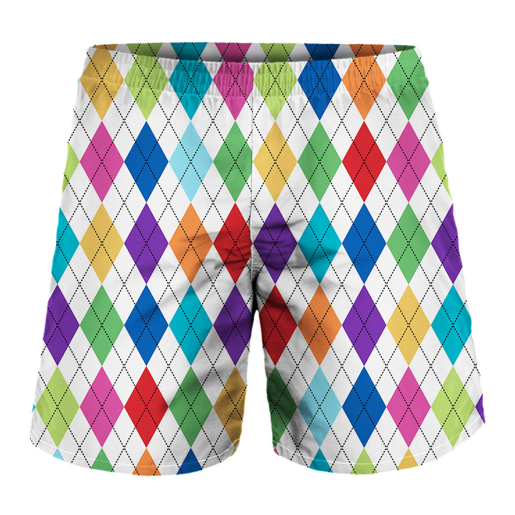 Colorful Argyle Pattern Print Men's Shorts