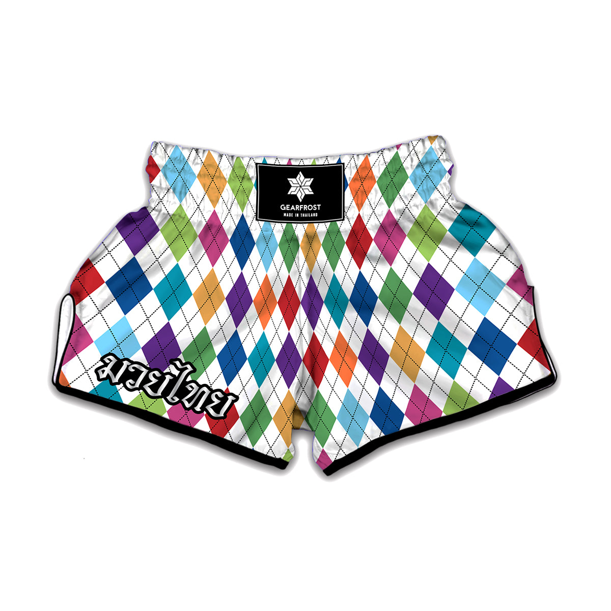 Colorful Argyle Pattern Print Muay Thai Boxing Shorts