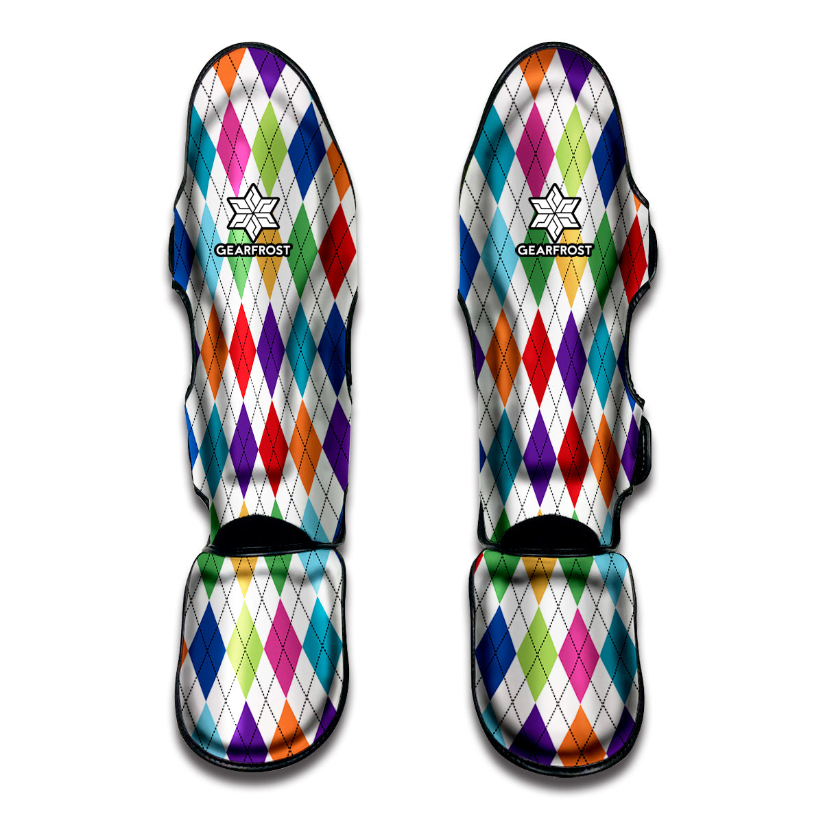 Colorful Argyle Pattern Print Muay Thai Shin Guards