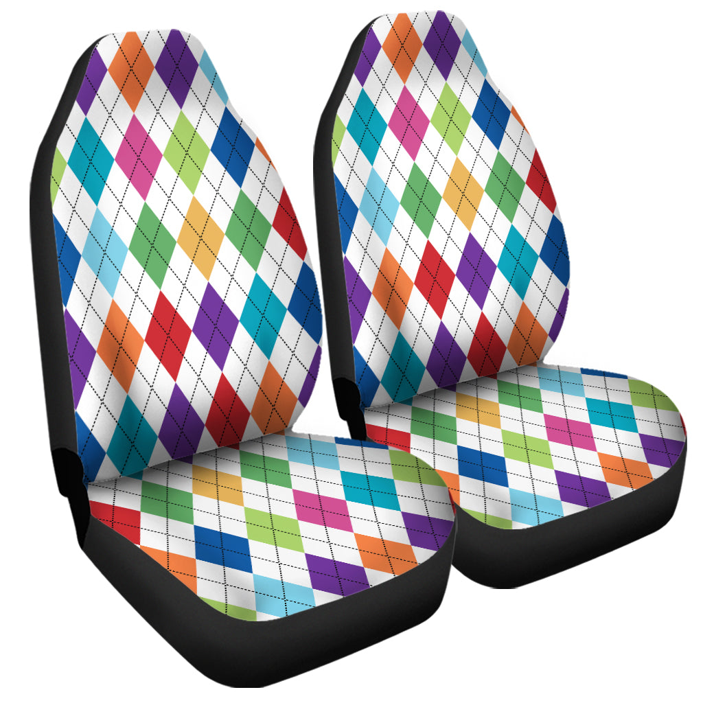 Colorful Argyle Pattern Print Universal Fit Car Seat Covers