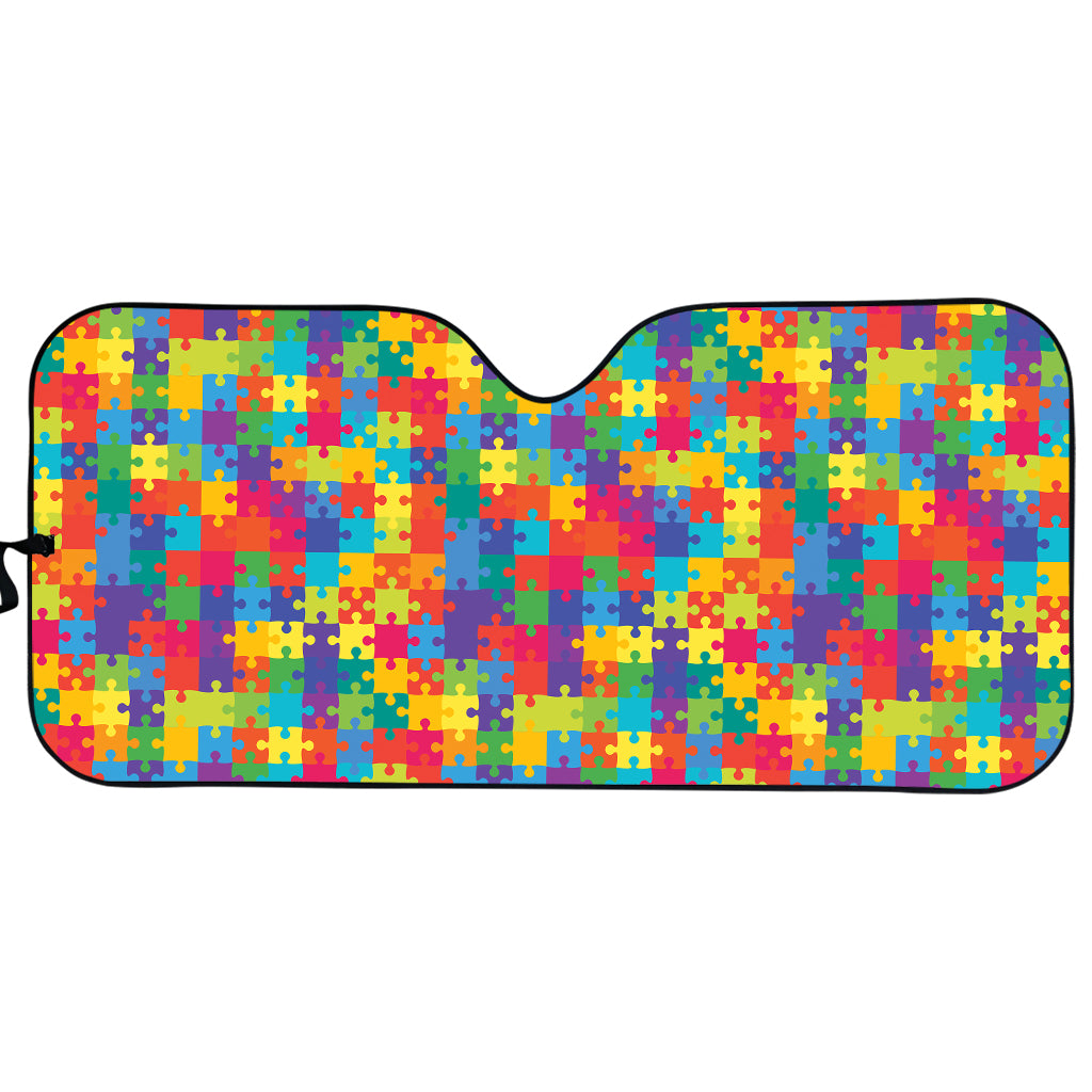 Colorful Autism Awareness Jigsaw Print Car Sun Shade