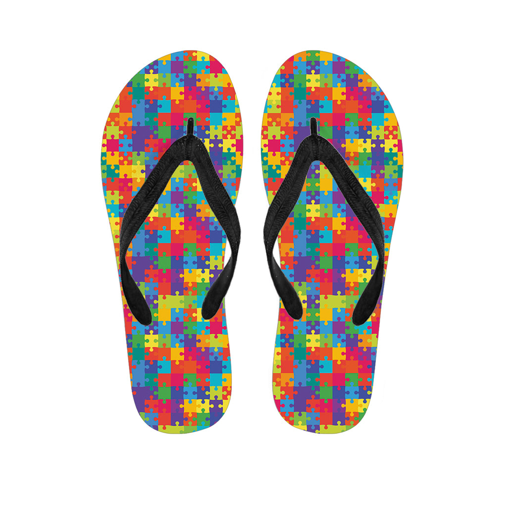 Colorful Autism Awareness Jigsaw Print Flip Flops