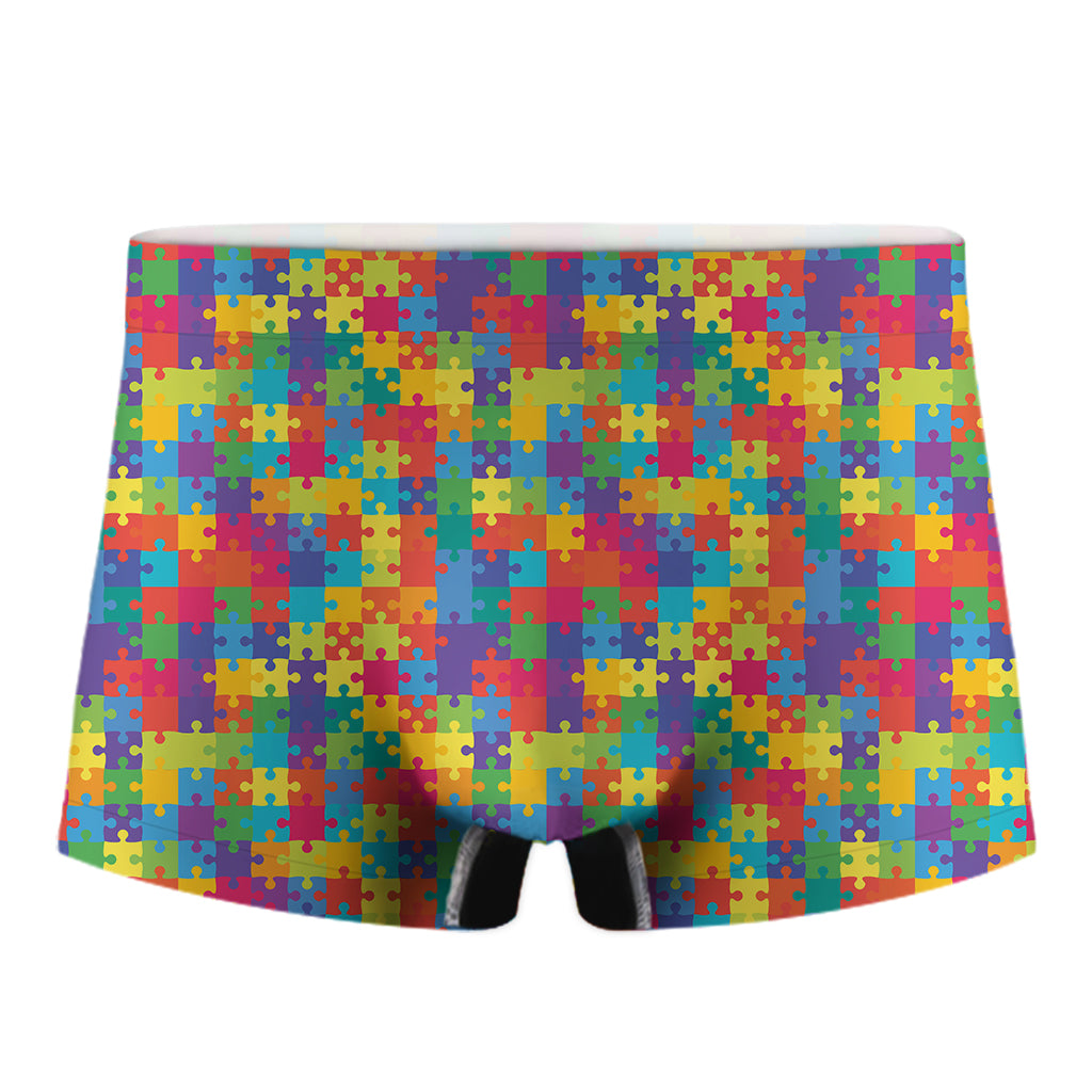 Colorful Autism Awareness Jigsaw Print Men's Boxer Briefs