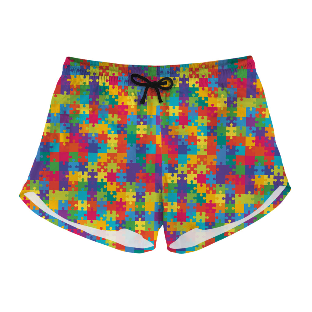 Colorful Autism Awareness Jigsaw Print Women's Shorts