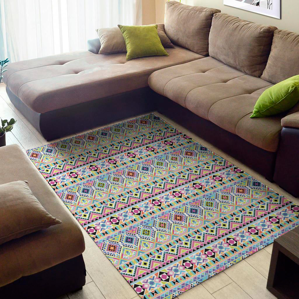 Colorful Aztec Geometric Pattern Print Area Rug