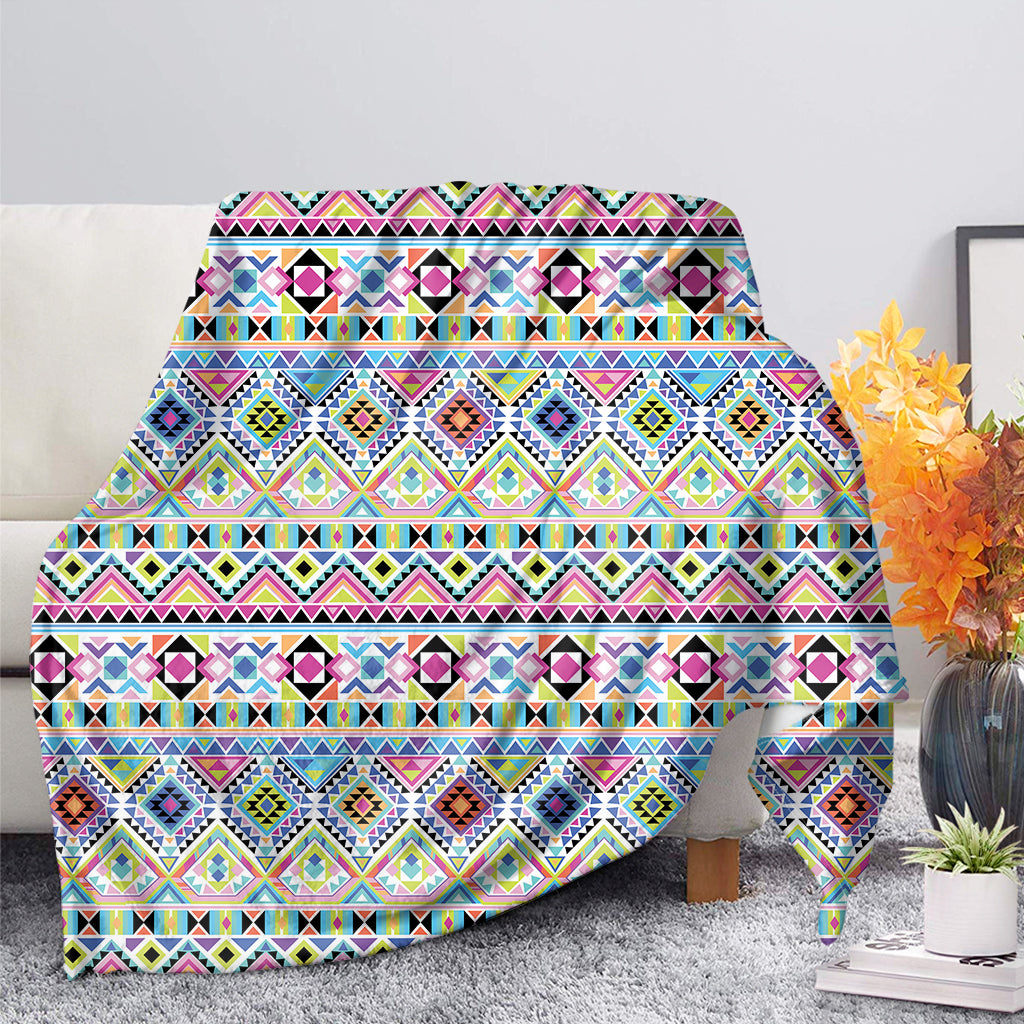 Colorful Aztec Geometric Pattern Print Blanket