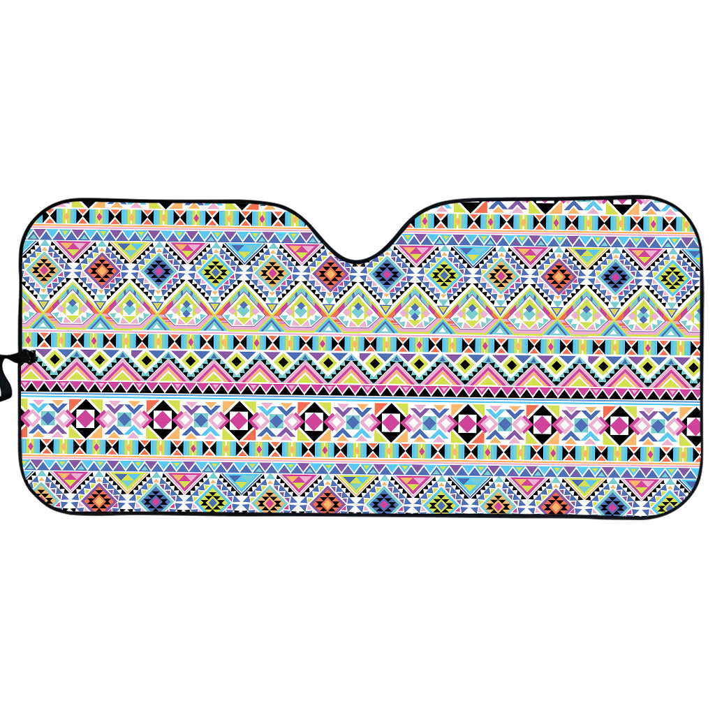 Colorful Aztec Geometric Pattern Print Car Sun Shade