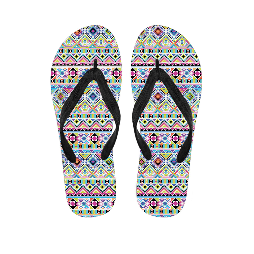 Colorful Aztec Geometric Pattern Print Flip Flops