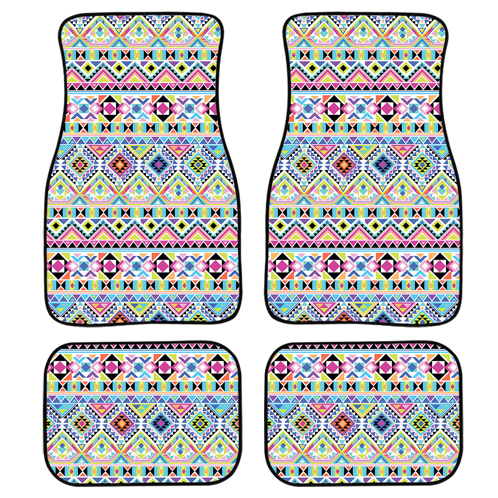 Colorful Aztec Geometric Pattern Print Front and Back Car Floor Mats