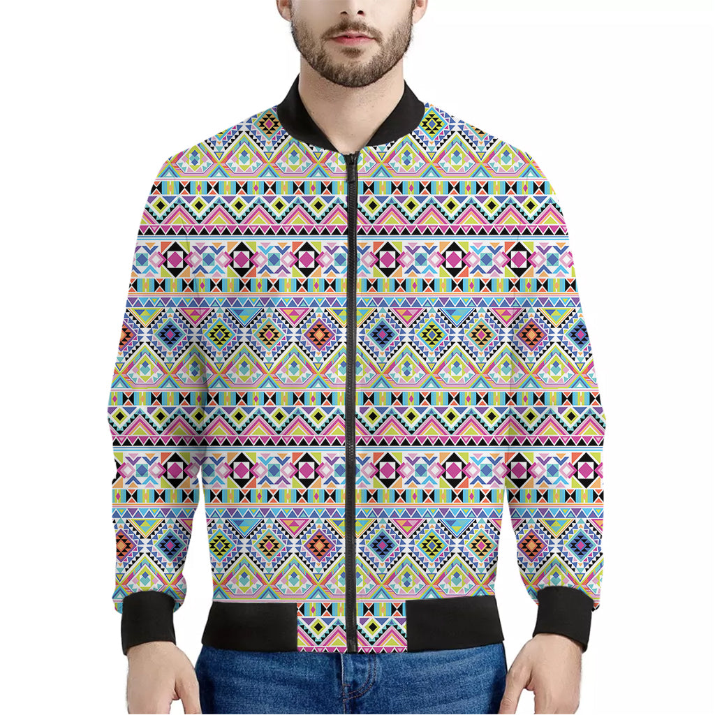 Colorful Aztec Geometric Pattern Print Men's Bomber Jacket