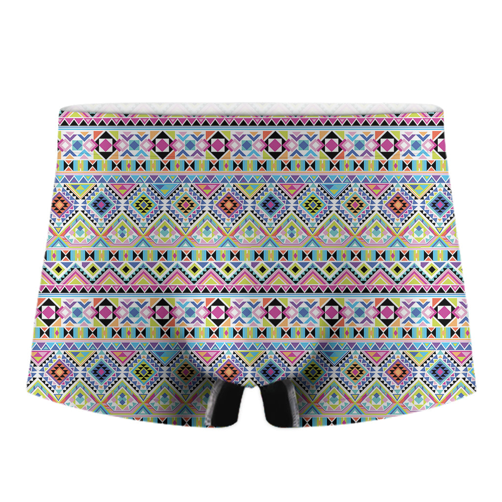 Colorful Aztec Geometric Pattern Print Men's Boxer Briefs