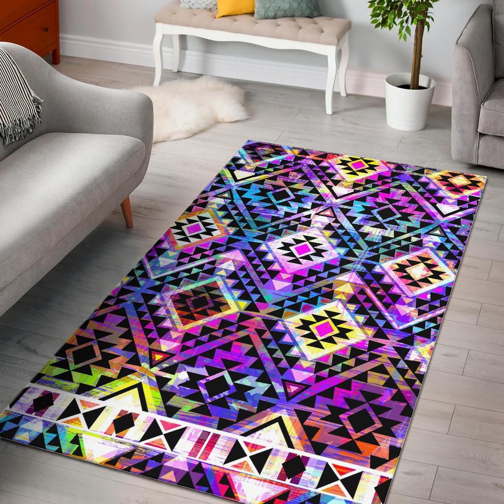 Colorful Aztec Pattern Print Area Rug