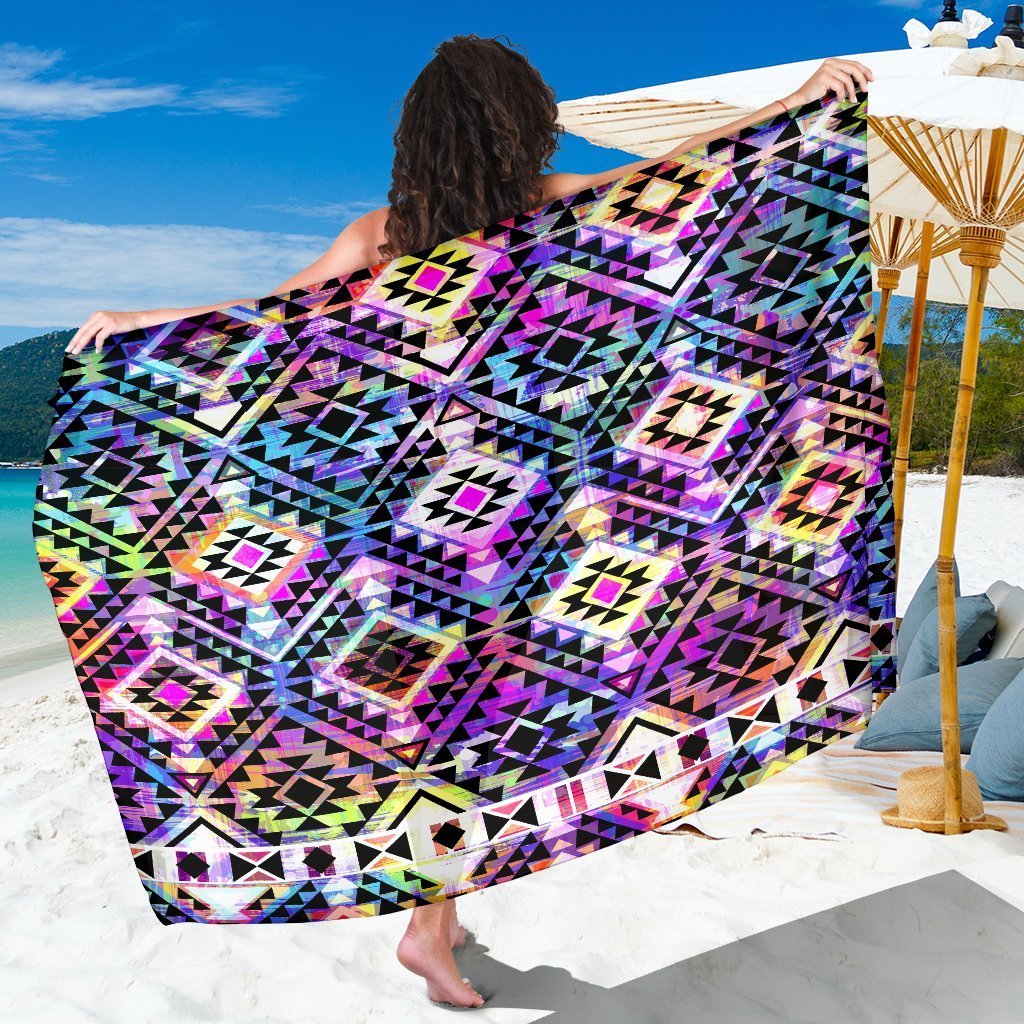 Colorful Aztec Pattern Print Beach Sarong Wrap