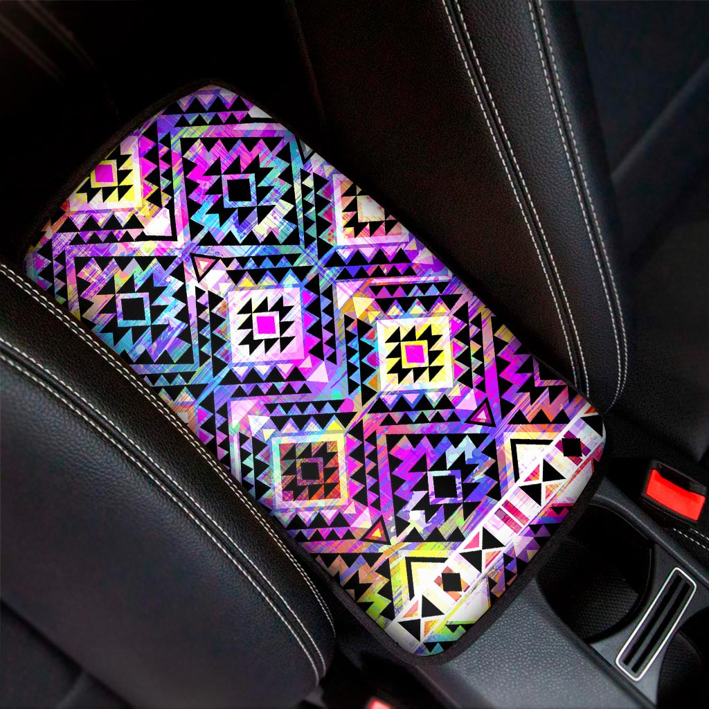 Colorful Aztec Pattern Print Car Center Console Cover