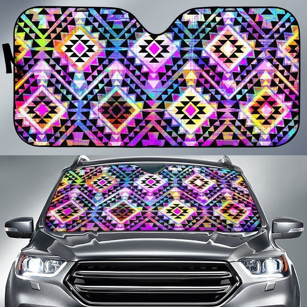 Colorful Aztec Pattern Print Car Sun Shade