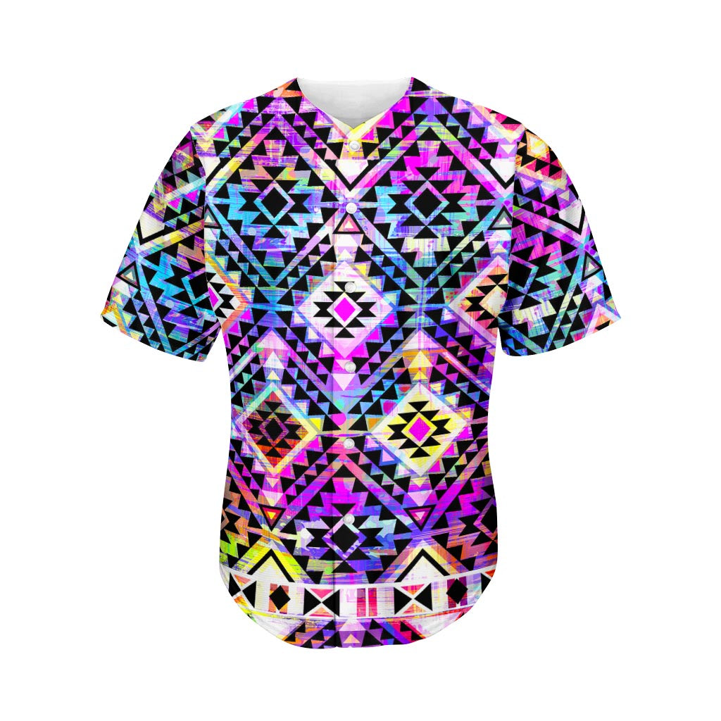 Colorful Aztec Pattern Print Men's Baseball Jersey