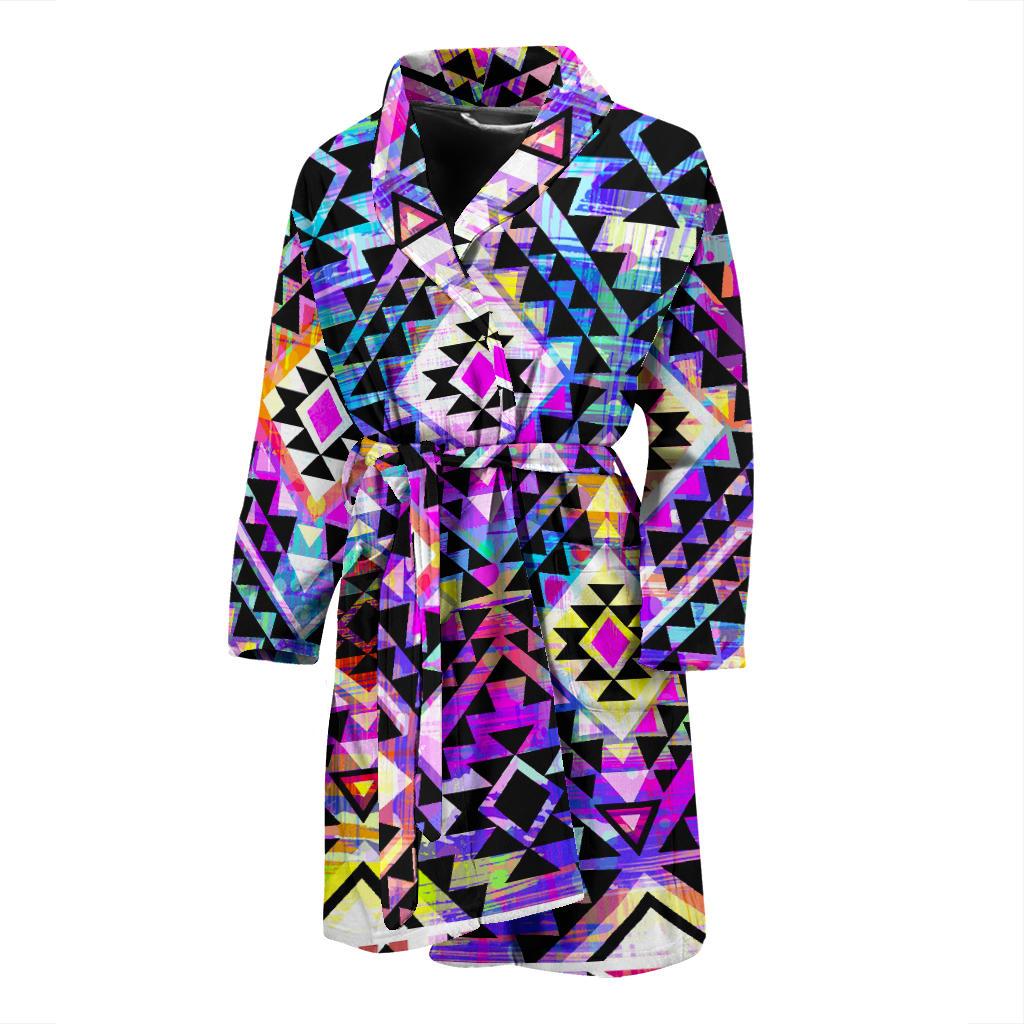 Colorful Aztec Pattern Print Men's Bathrobe