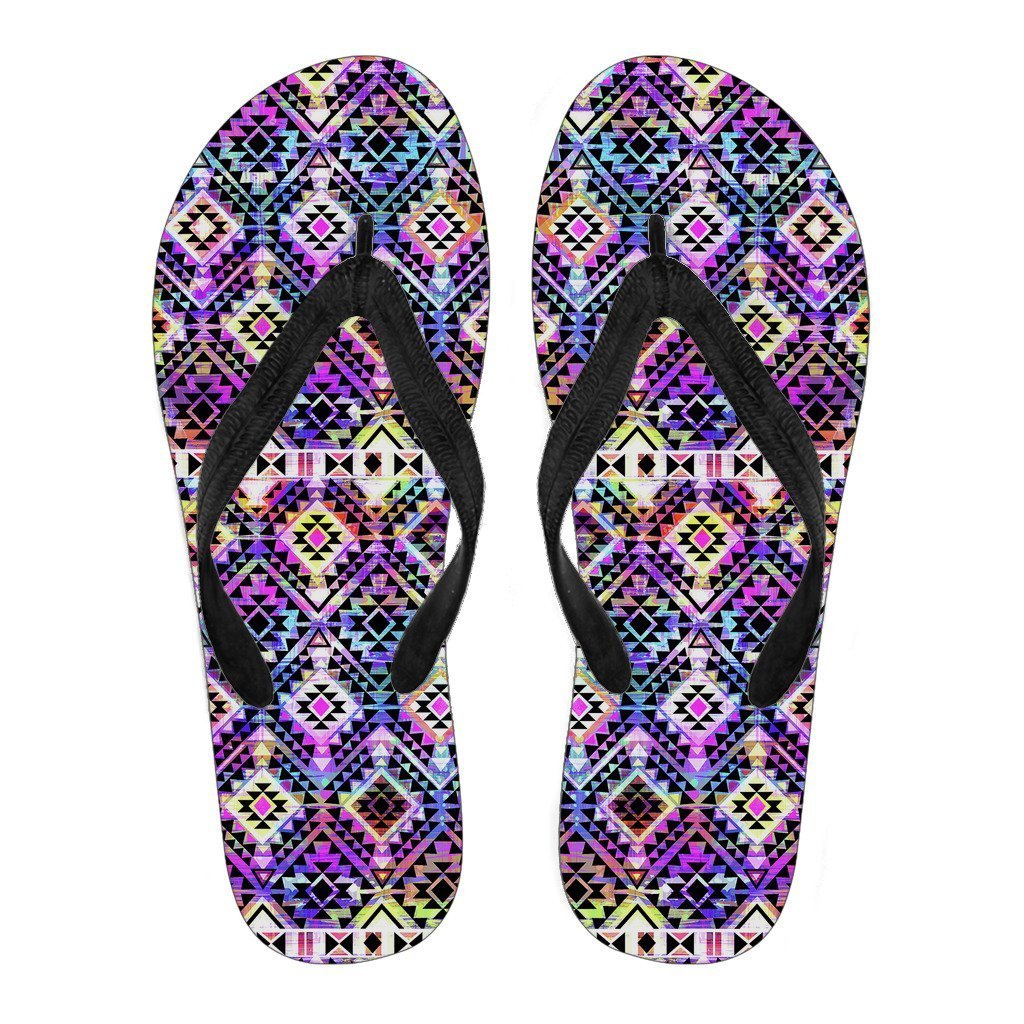 Colorful Aztec Pattern Print Men's Flip Flops