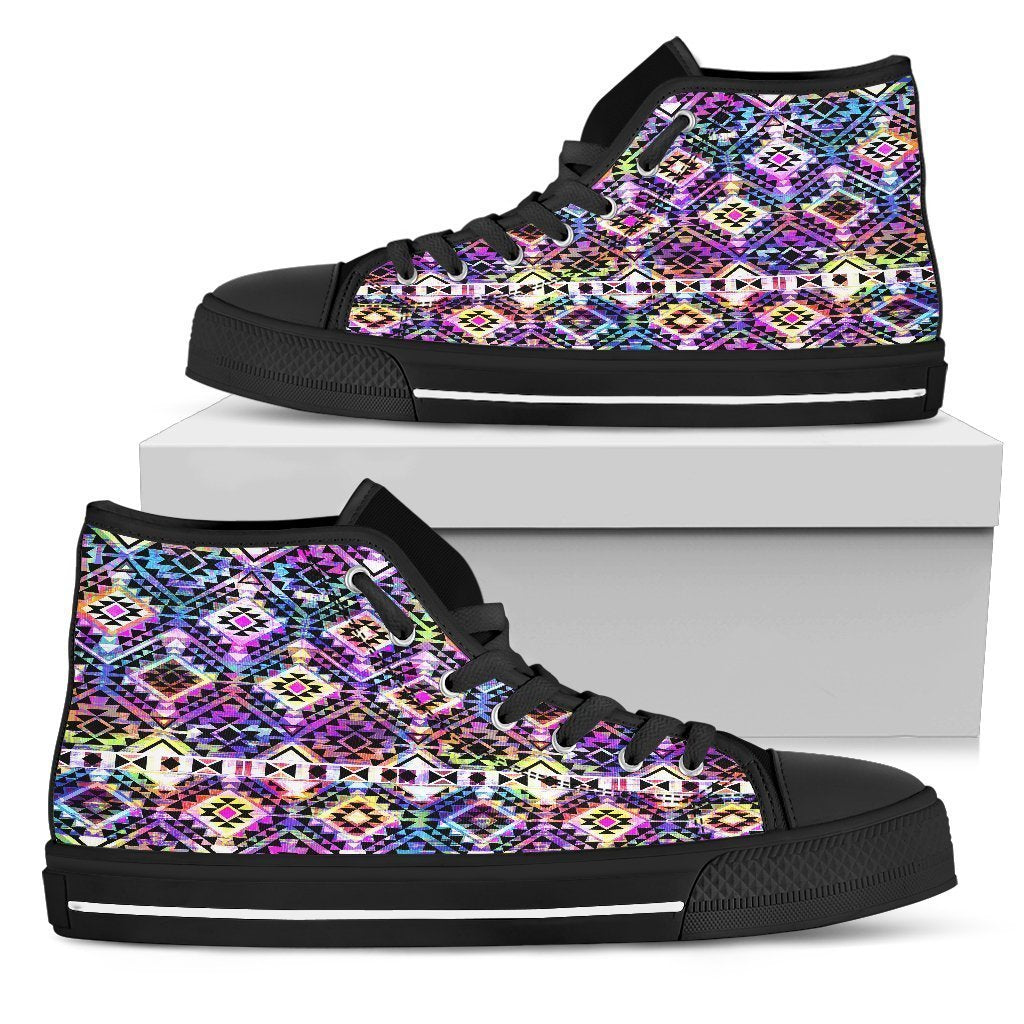 Colorful Aztec Pattern Print Men's High Top Shoes