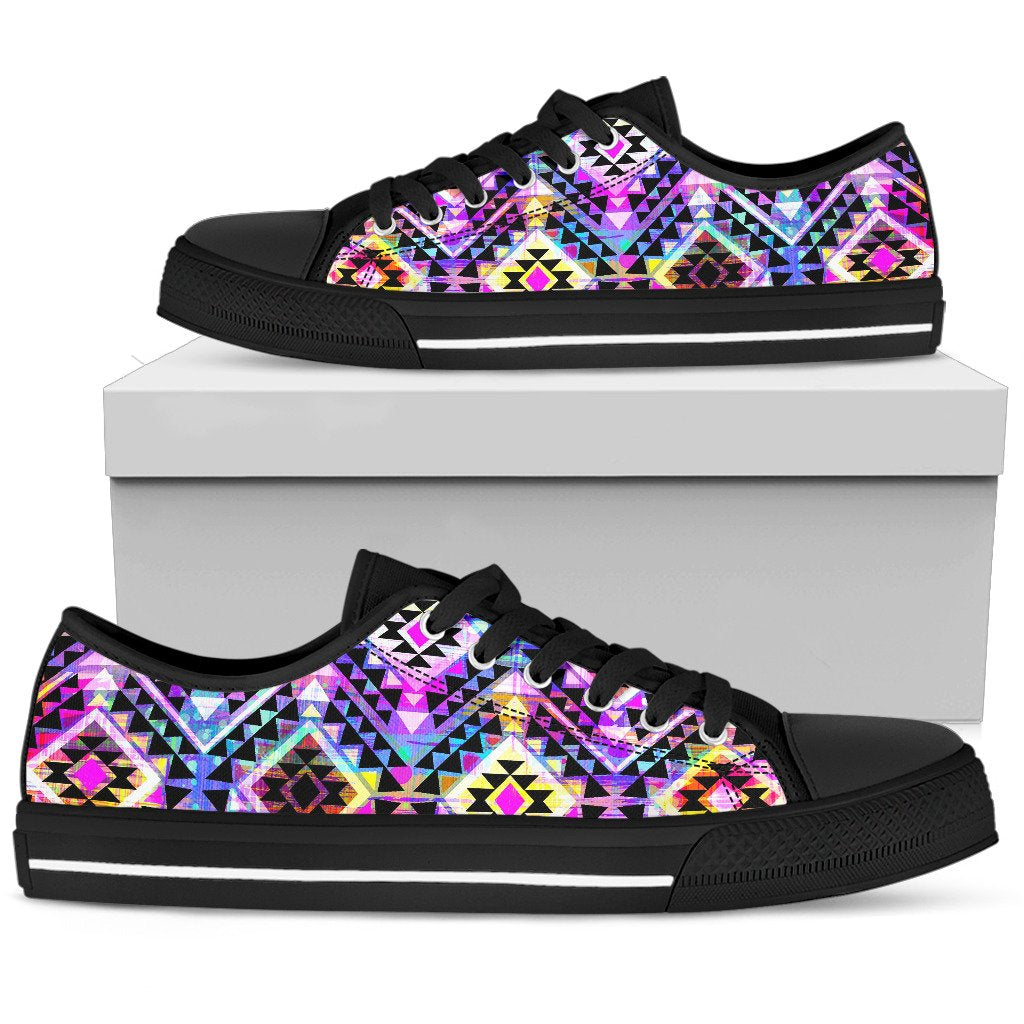 Colorful Aztec Pattern Print Men's Low Top Shoes