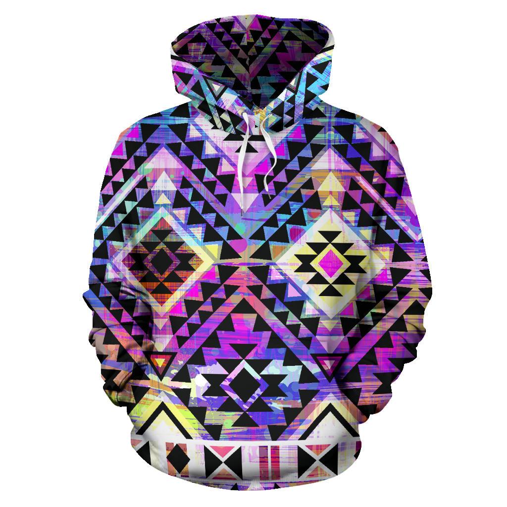 Colorful Aztec Pattern Print Pullover Hoodie