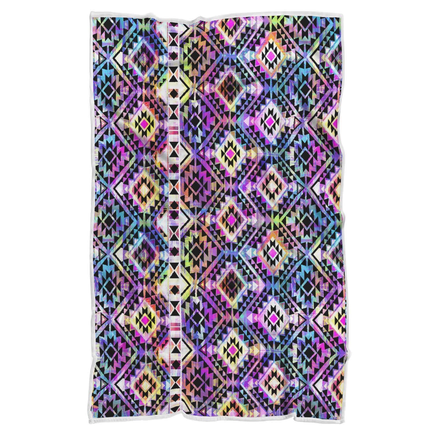 Colorful Aztec Pattern Print Sherpa Blanket