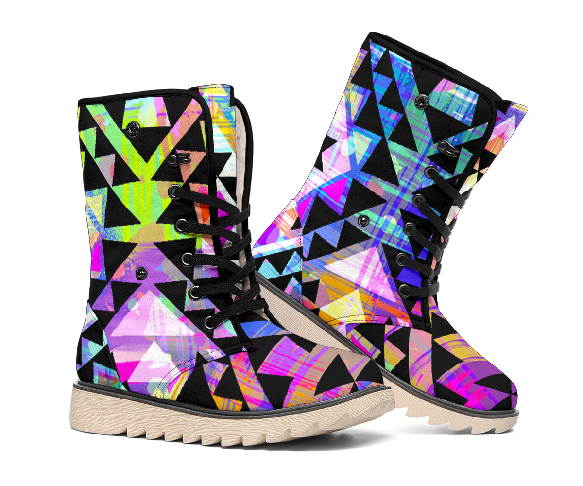 Colorful Aztec Pattern Print Winter Boots