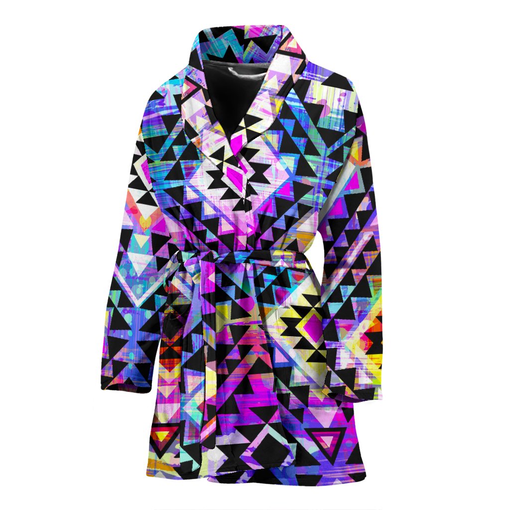 Colorful Aztec Pattern Print Women's Bathrobe