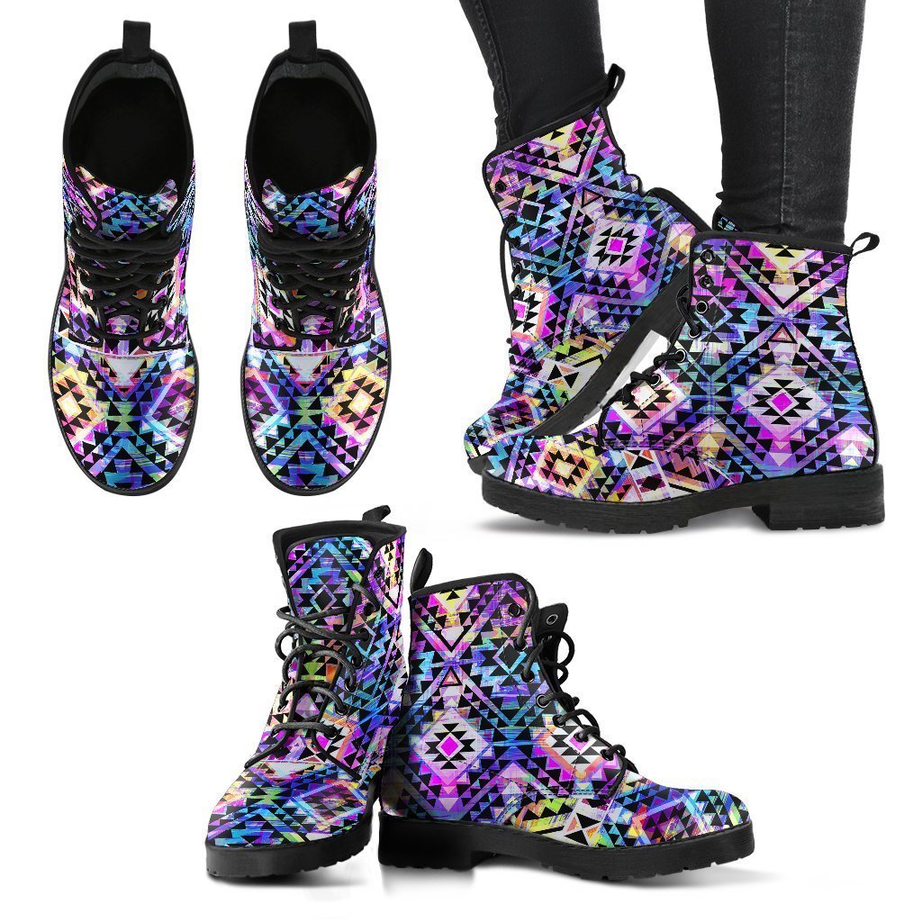 Colorful Aztec Pattern Print Women's Boots