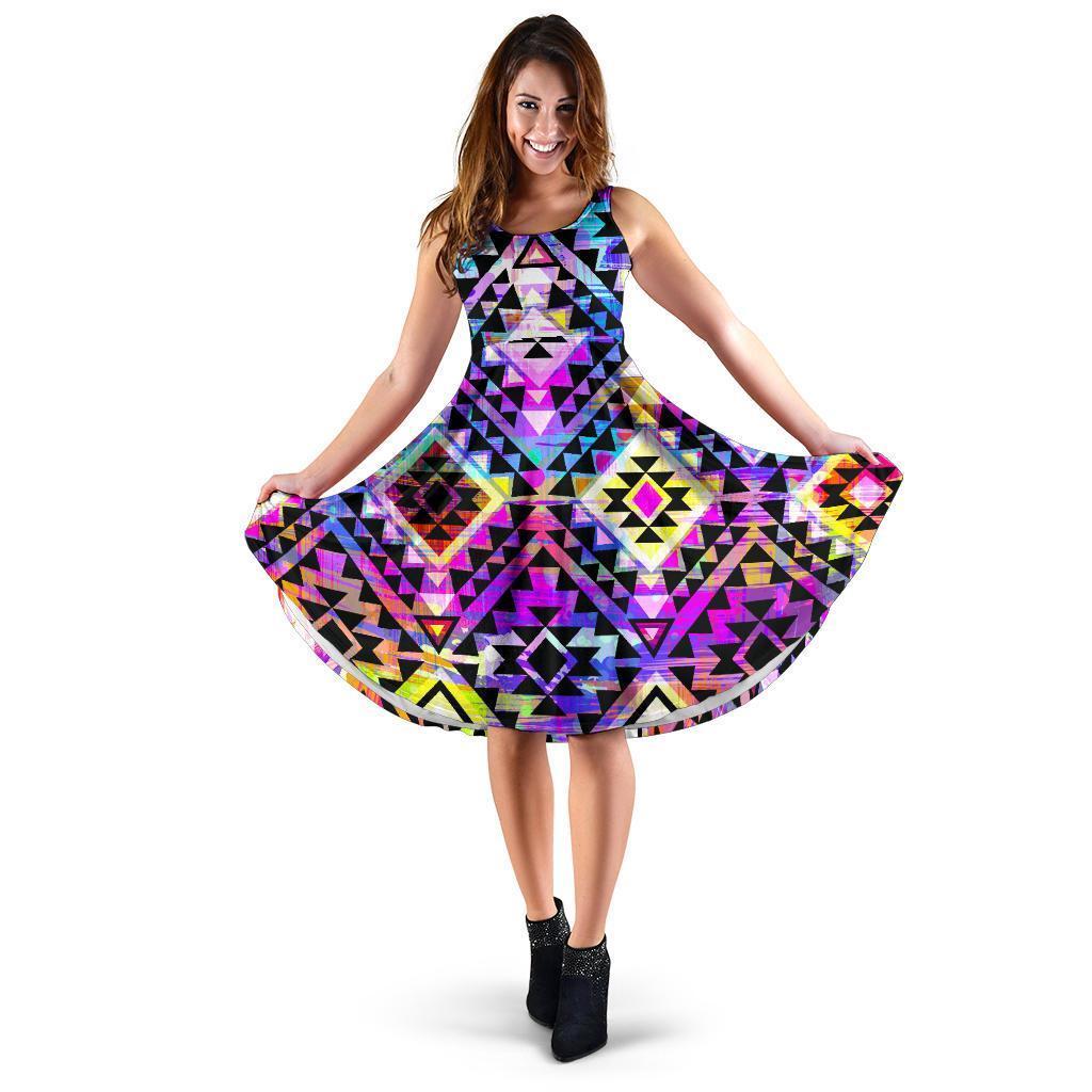 Colorful Aztec Pattern Print Women's Dress