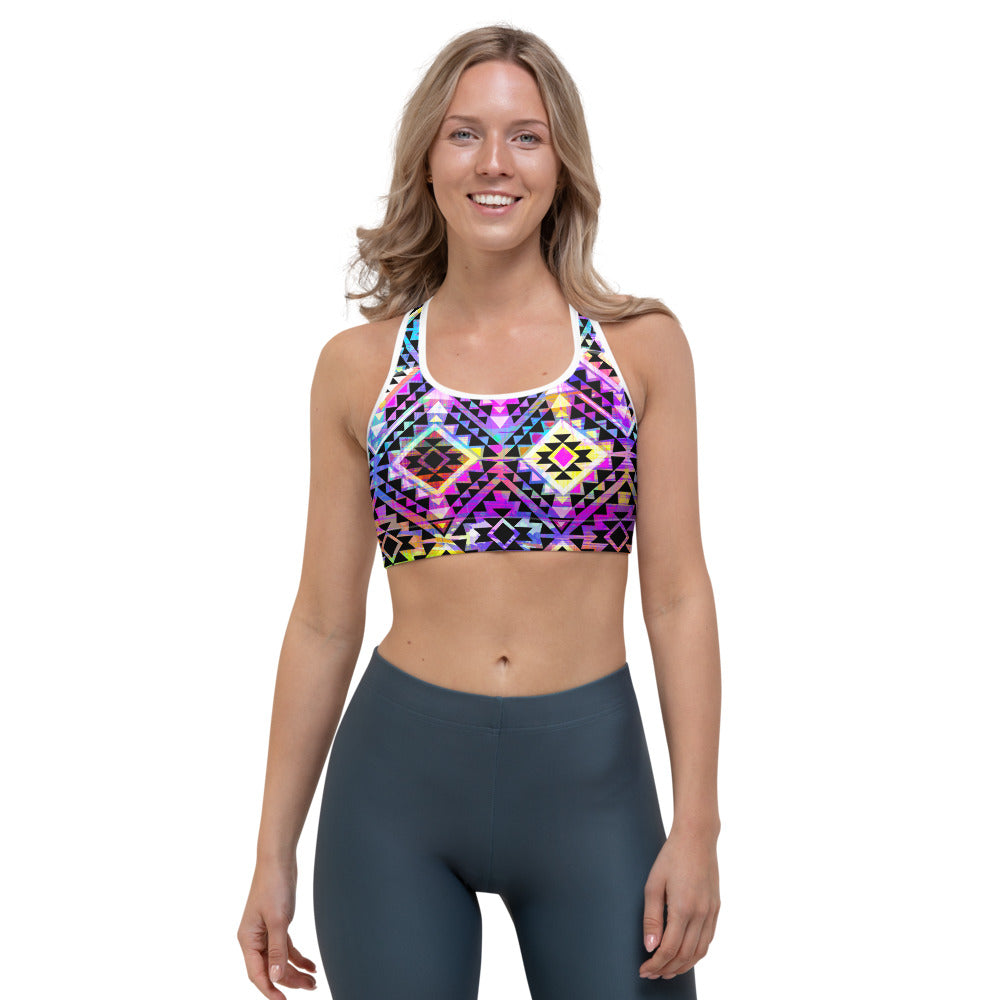 Colorful Aztec Pattern Print Women's Sports Bra