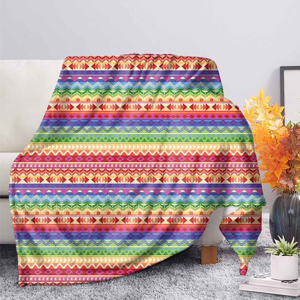 Colorful Aztec Tribal Pattern Print Blanket