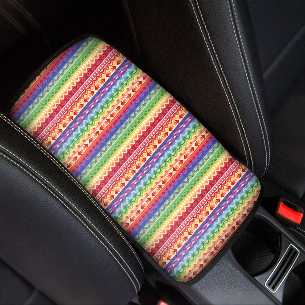 Colorful Aztec Tribal Pattern Print Car Center Console Cover