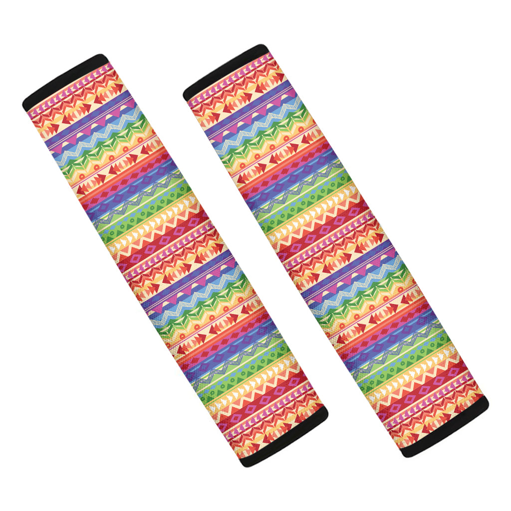 Colorful Aztec Tribal Pattern Print Car Seat Belt Covers