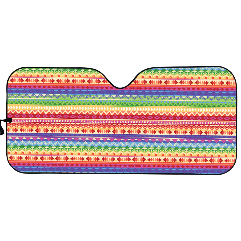 Colorful Aztec Tribal Pattern Print Car Sun Shade