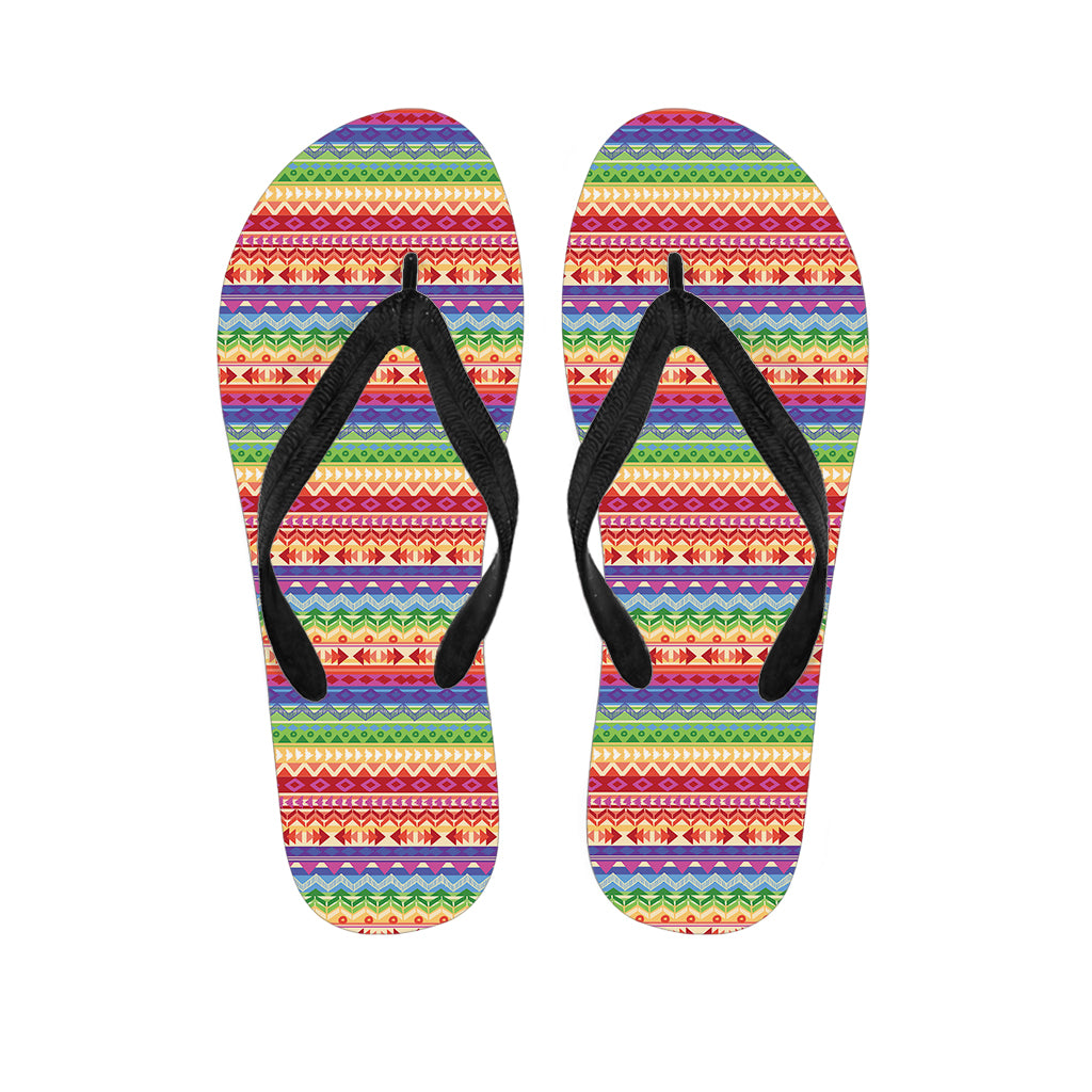 Colorful Aztec Tribal Pattern Print Flip Flops