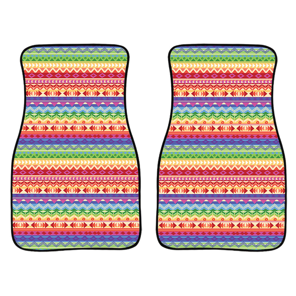 Colorful Aztec Tribal Pattern Print Front Car Floor Mats