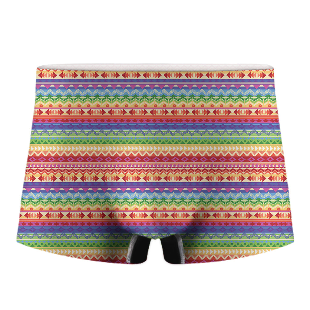 Colorful Aztec Tribal Pattern Print Men's Boxer Briefs