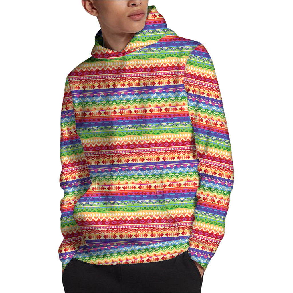 Colorful Aztec Tribal Pattern Print Pullover Hoodie