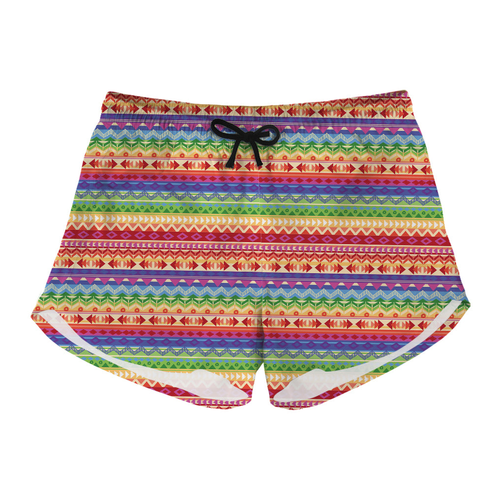 Colorful Aztec Tribal Pattern Print Women's Shorts