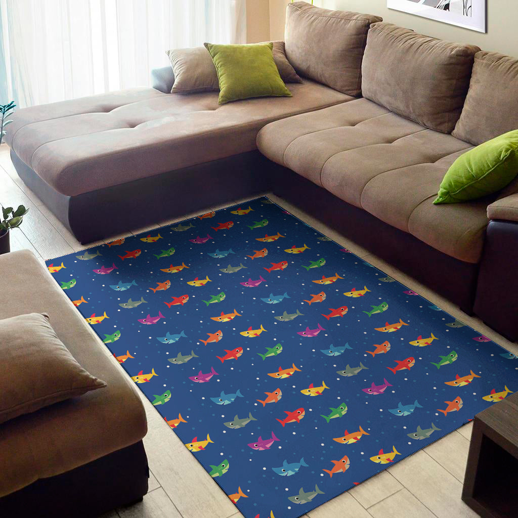 Colorful Baby Sharks Pattern Print Area Rug