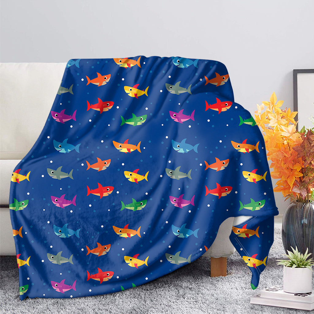 Colorful Baby Sharks Pattern Print Blanket