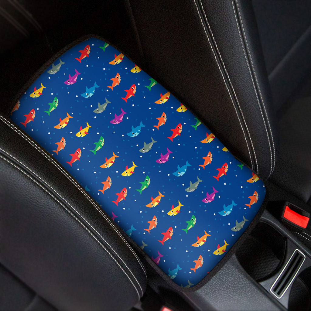 Colorful Baby Sharks Pattern Print Car Center Console Cover