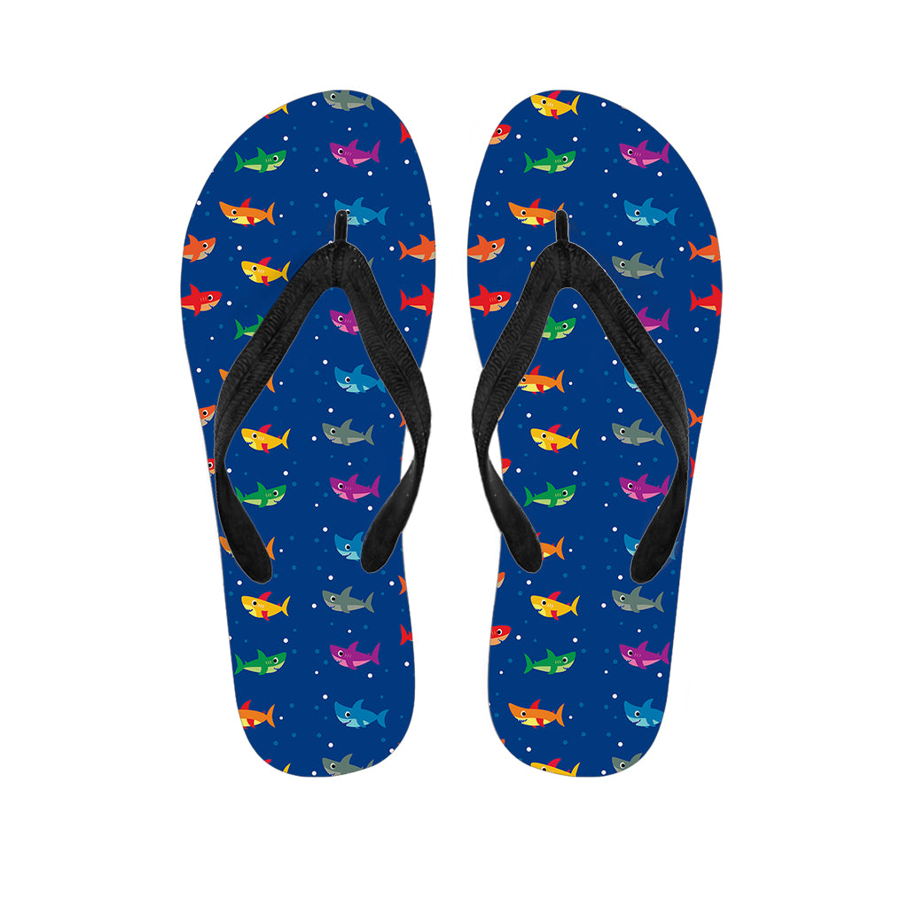 Colorful Baby Sharks Pattern Print Flip Flops